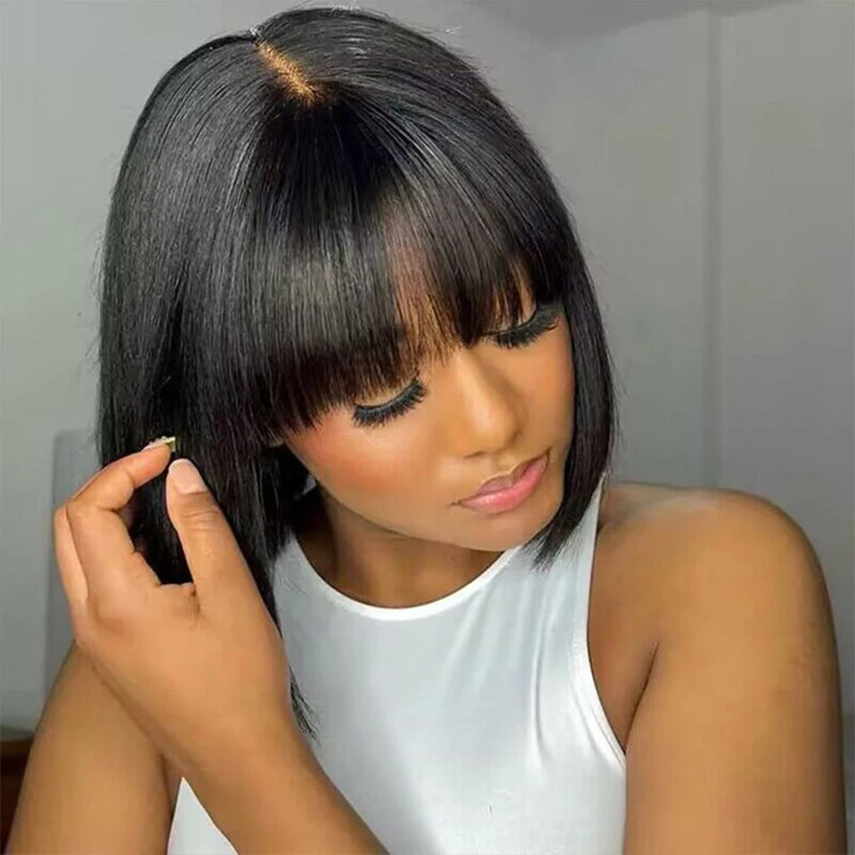 Blanca Straight Bob Lace Wig With Bangs