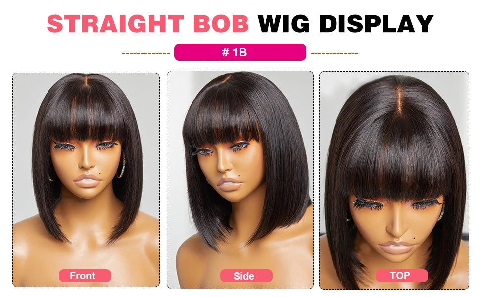 Blanca Straight Bob Lace Wig With Bangs