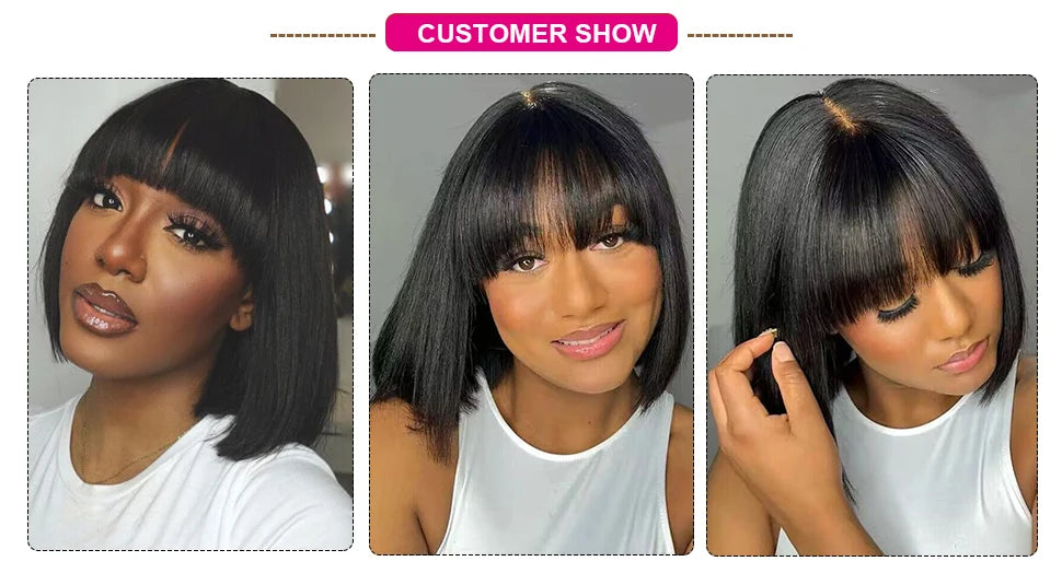 Blanca Straight Bob Lace Wig With Bangs