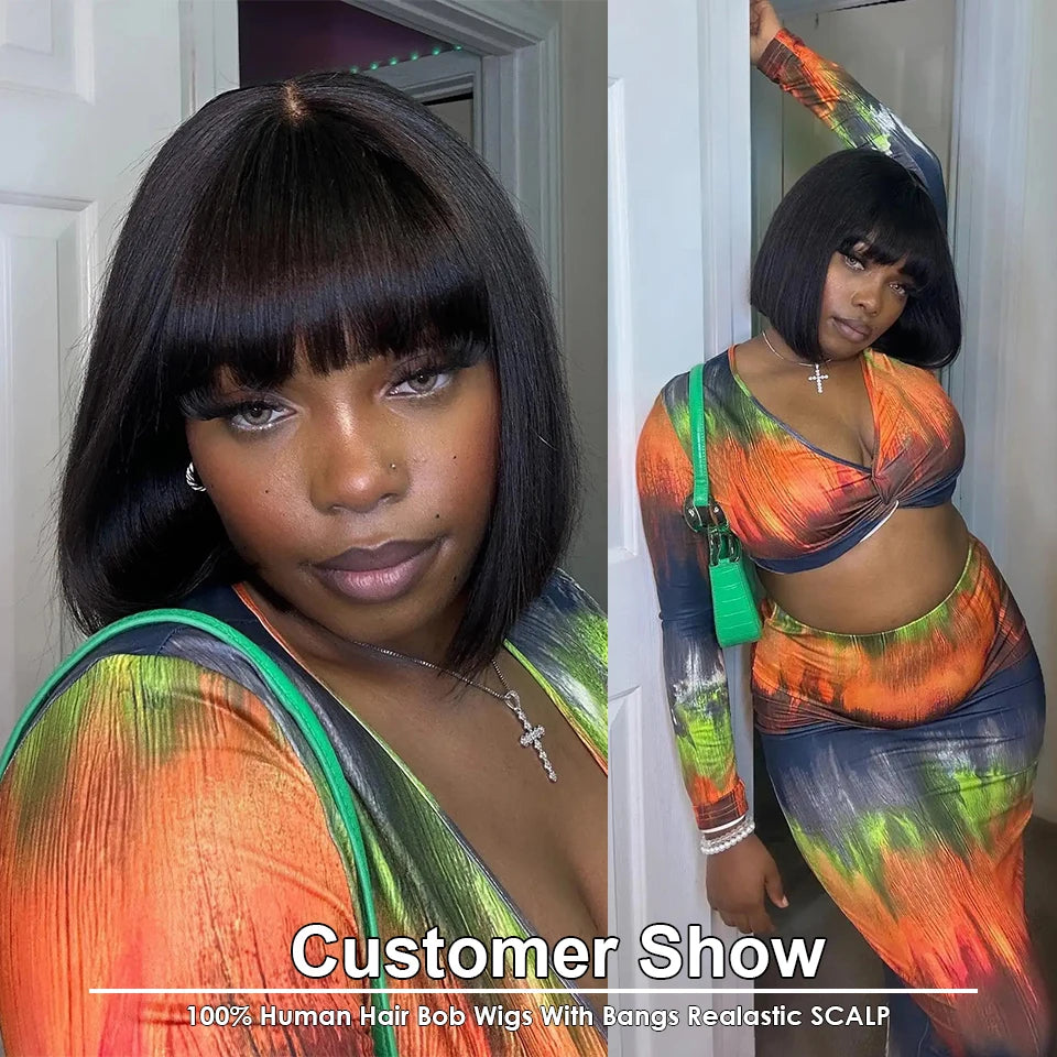 Blanca Straight Bob Lace Wig With Bangs