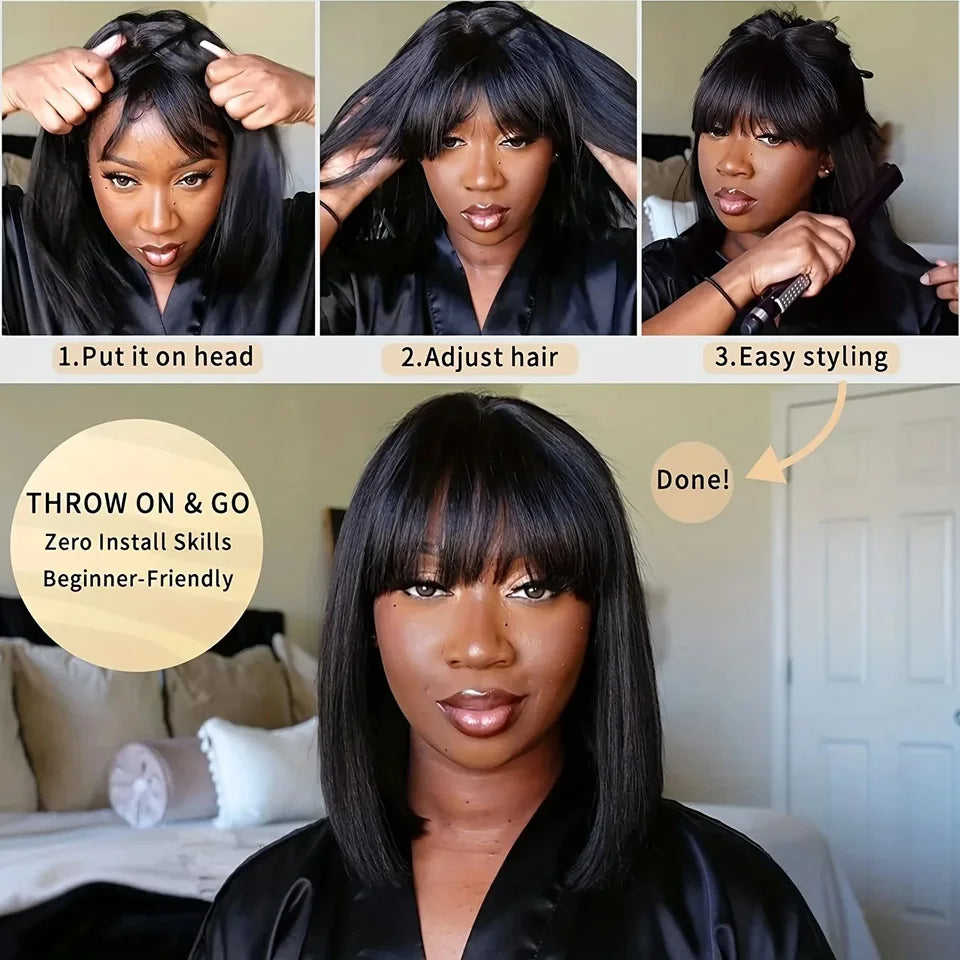 Blanca Straight Bob Lace Wig With Bangs