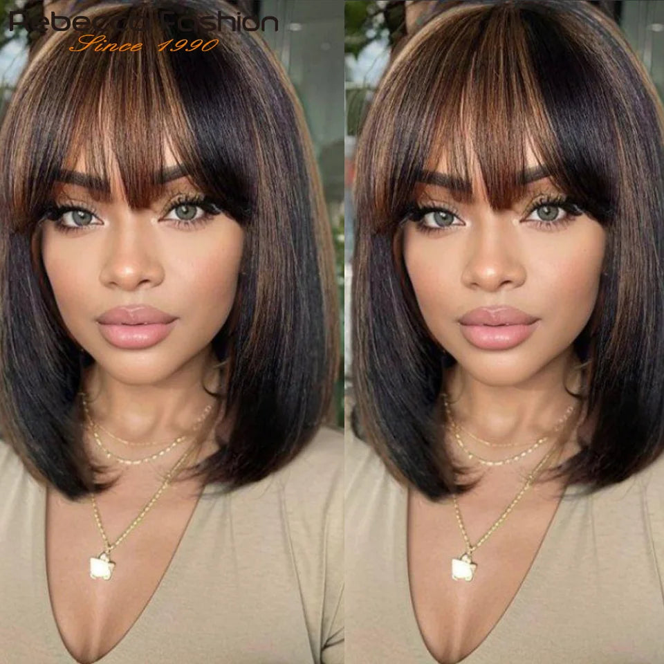 Blanca Straight Bob Lace Wig With Bangs