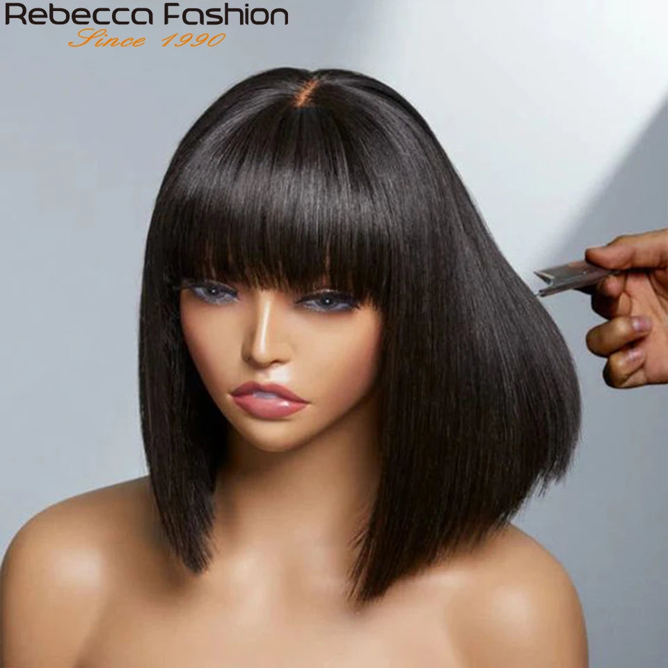 Blanca Straight Bob Lace Wig With Bangs