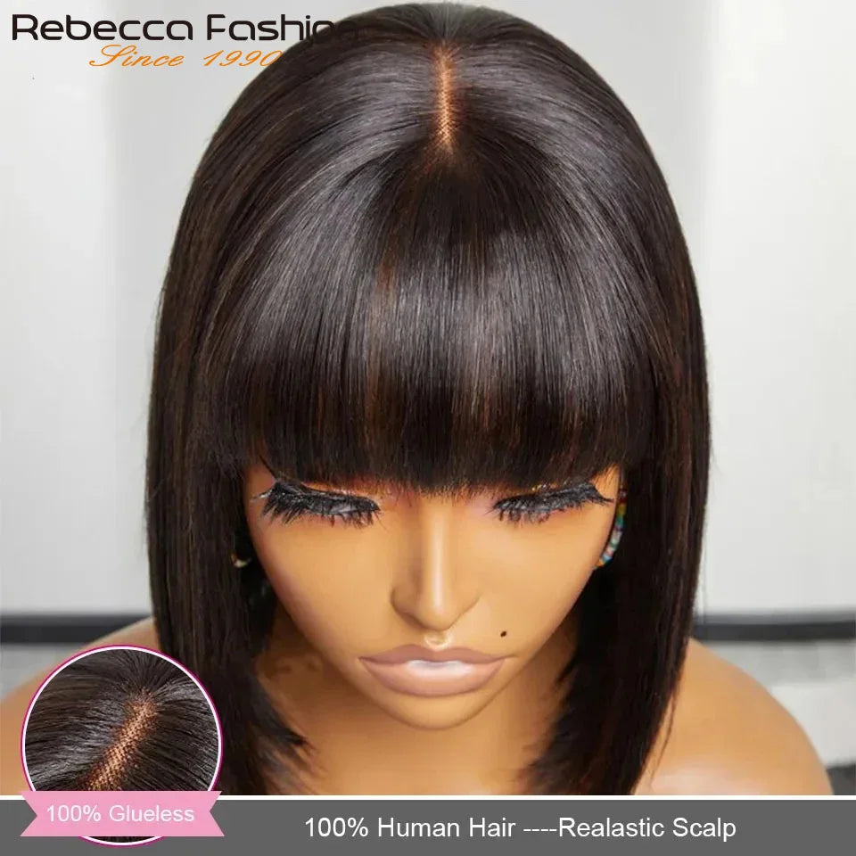 Blanca Straight Bob Lace Wig With Bangs